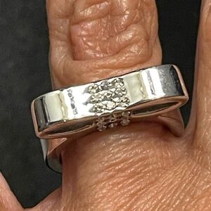 Lia Sophia Ladylike Silver-tone Crystal Bow Ring (missing stones) - Size 7